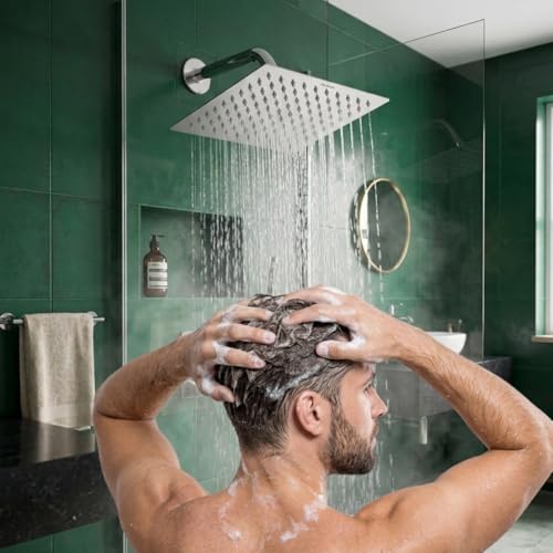 Parryware Overhead Shower with Arm – 150mm Square | Chrome Finish | Wall Mounted - Image 2