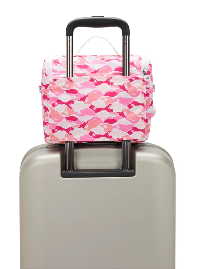 kipling New Kichirou Pink Palm Large Lunchbag (With Trolley Sleeve) I5749-1Bv