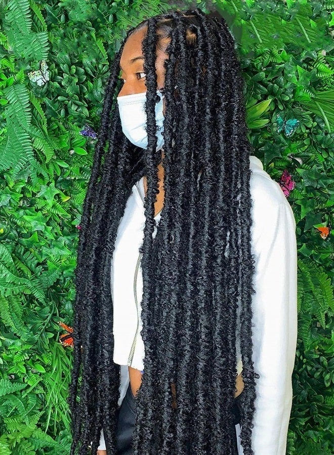 BOHOBABE 30 Inch Light Weight Butterfly Locs Crochet Hair 8 Packs Long Distressed Butterfly Faux Locs Crochet Hair, 1B - Image 1