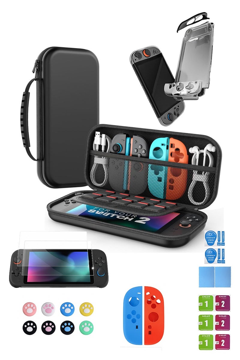 linkship Nintendo Switch 2 Accessories Kit 21-in-1 Waterproof Shockproof Carrying Case with 10 Game Card Slots Screen Protectors Controller Covers Joystick Caps Travel Storage for Gaming On-the-Go - Image 1
