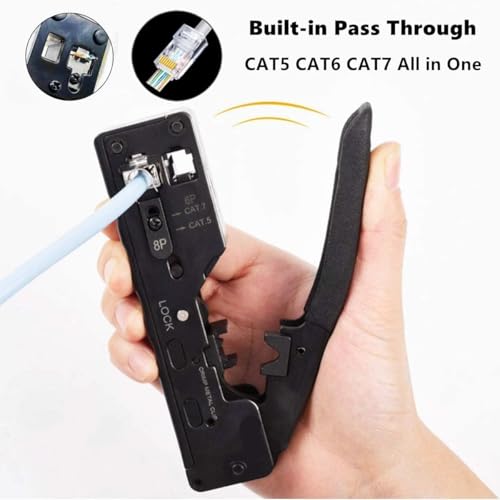 Seth Enterprises (Cat7 Pro Tool) Pass Through RJ45 Cat7 & Cat6A Crimping Connectors, 8P8C Modular Plug, 50U Nickel Plated, 23 AWG, for Network Cable - Image 5
