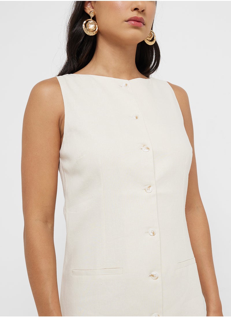 MANGO Buttoned Sleeveless Dress  - Image 3
