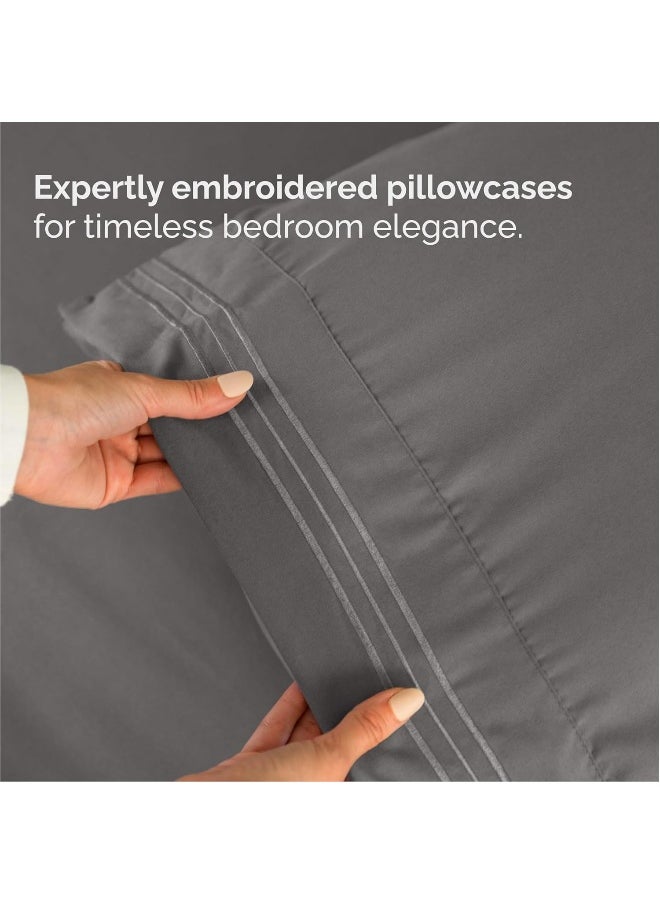CGK Unlimited - California King Size 4 Piece Bedding Sheet Set - Breathable & Cooling - Hotel Luxury Bed Sheets Set - Easy Fit - Soft, Wrinkle Free & Comfy Dark Grey Oeko-Tex Bedding Sheets - Deep Pockets Sheet Set - Image 1
