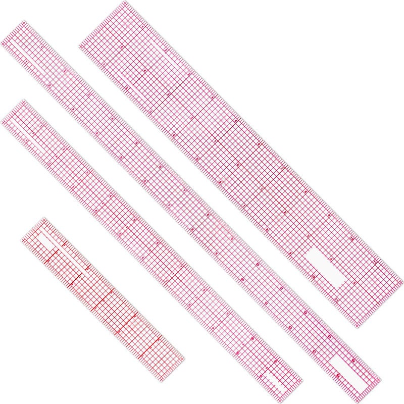 Pelopy 4 Pieces Clear Plastic Ruler Grid Transparent Ruler Plastic Straight Measuring Tool Set for Clothes Design Sewing(6 Inches, 12 Inches, 15 Inches,B50 B60 B70 B-80) - Image 1