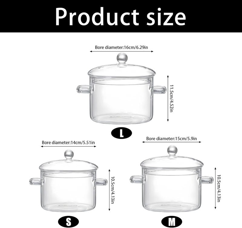 Family Size Glass Saucepans Thickened Microwave Safe Designs Visible Cooking Progress Clear Glass Stews Pots with Cover - Image 4