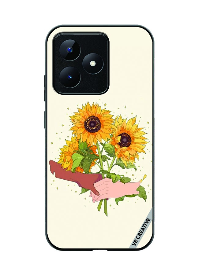 VR CREATIVE Protective Case Cover For Realme C53 Sunflower With Hands Design Multicolour - Image 1
