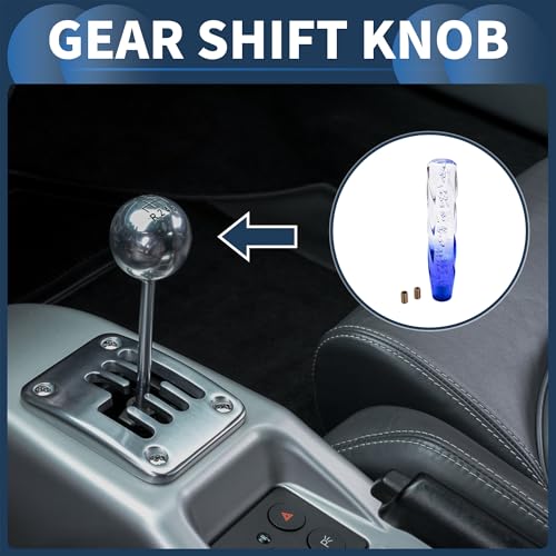 INFINAUTO Car Shift Knob 25cm Universal for Automatic and Manual Vehicle Gear Shifter Knob with 2 Adapter Acrylic Clear Blue 1 Set - Image 3