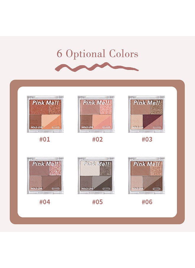 Hold Live - HOLD LIVE 5 Colors Eyeshadow Palette Highmented Glitter Matte Eyes Shadow Portable Pocket Design - Image 1