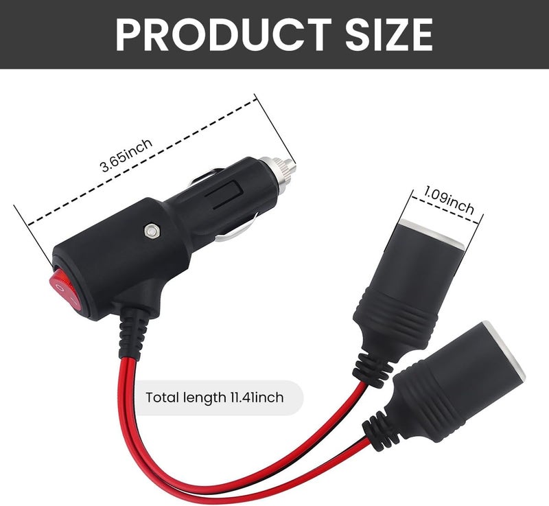 ELEPHANTBOAT® Dual Car Cigarette Lighter Adapter 12V/24V, 2 Socket Splitter Universal Plug for Smartphones, GPS, Dash Cam, Fan, Safety Features, Compact Power Charger for Cars & Trucks - Image 2