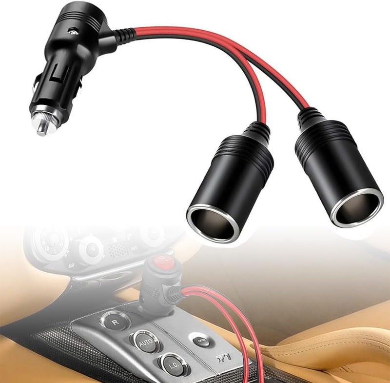 ELEPHANTBOAT® Dual Car Cigarette Lighter Adapter 12V/24V, 2 Socket Splitter Universal Plug for Smartphones, GPS, Dash Cam, Fan, Safety Features, Compact Power Charger for Cars & Trucks - Image 1