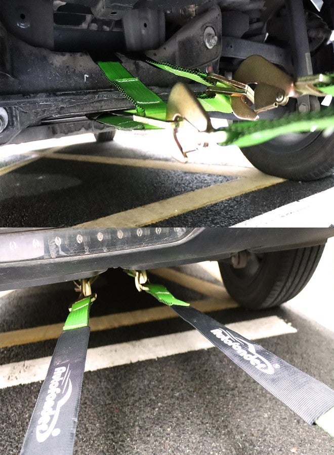 Autofonder V-Bridle Strap 2" x 4' w/Snap Hooks w/Cordura Sleeve and 2 Pack 2"x 36" Axle Straps, D Ring Middle, for Car Hauler, Rollback, Flat Bed, Tow Truck, Wreck & Recovery - Image 3