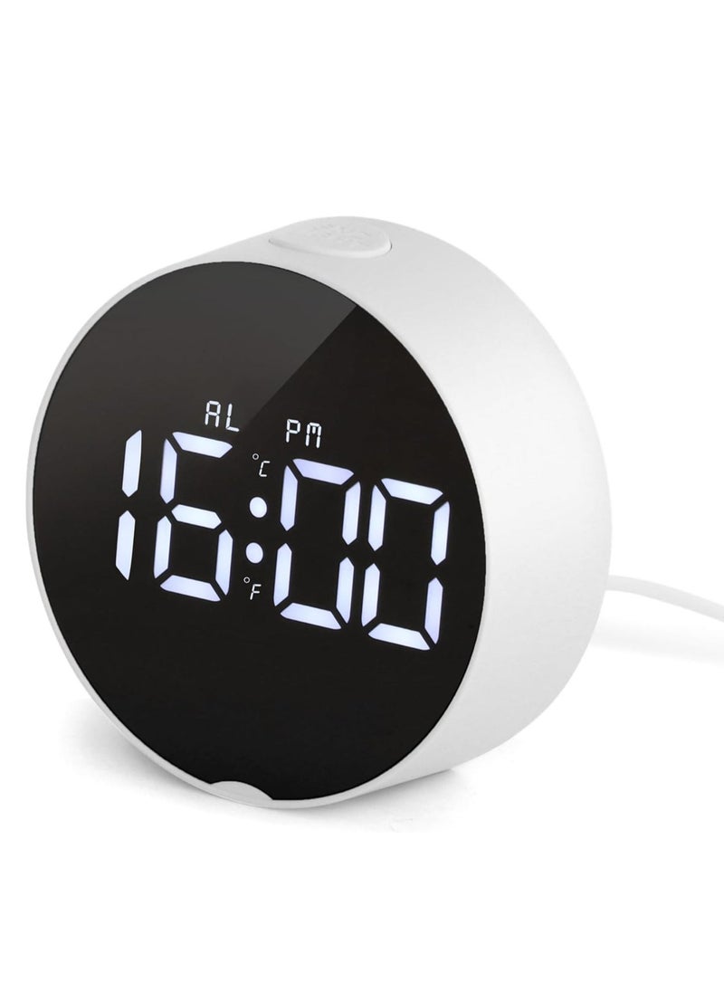 Excefore - Small Digital Alarm Clock LED Desk Travel Electronic Clock Dual Alarm Snooze Dimmable Day Set 12/24H Week Display 4inch White (No Battery＆Adapter) - Image 1