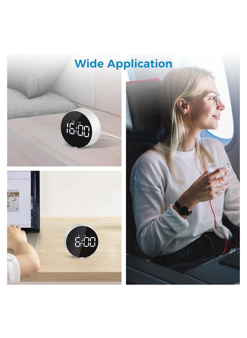 Excefore - Small Digital Alarm Clock LED Desk Travel Electronic Clock Dual Alarm Snooze Dimmable Day Set 12/24H Week Display 4inch White (No Battery＆Adapter) - Image 1