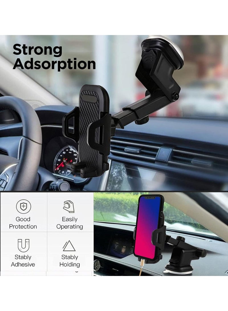 فيرست برو حامل جوال للسيارة، دوران 360 درجة وحامل هاتف قابل للتعديل للوحة القيادة والزجاج الأمامي وفتحات التكييف – أسود - Image 4