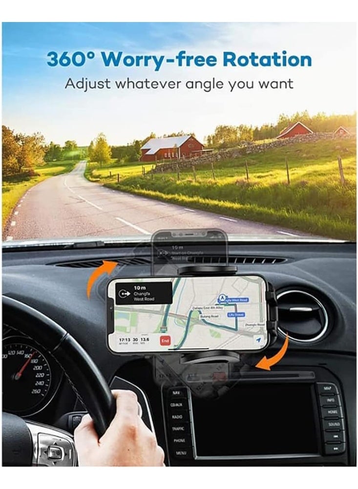 فيرست برو حامل جوال للسيارة، دوران 360 درجة وحامل هاتف قابل للتعديل للوحة القيادة والزجاج الأمامي وفتحات التكييف – أسود - Image 2