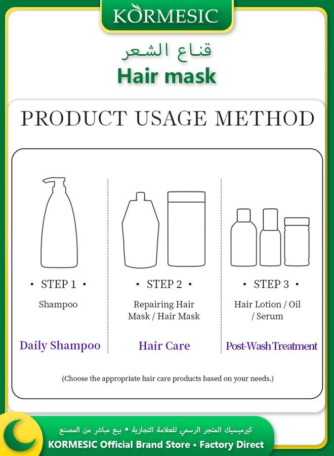 Kormesic كيراتين بلسم للشعر بدون غسيل 1000 مل ترميم عميق وتغذية للشعر الجاف المتطاير لمظهر حريري لامع - Image 4