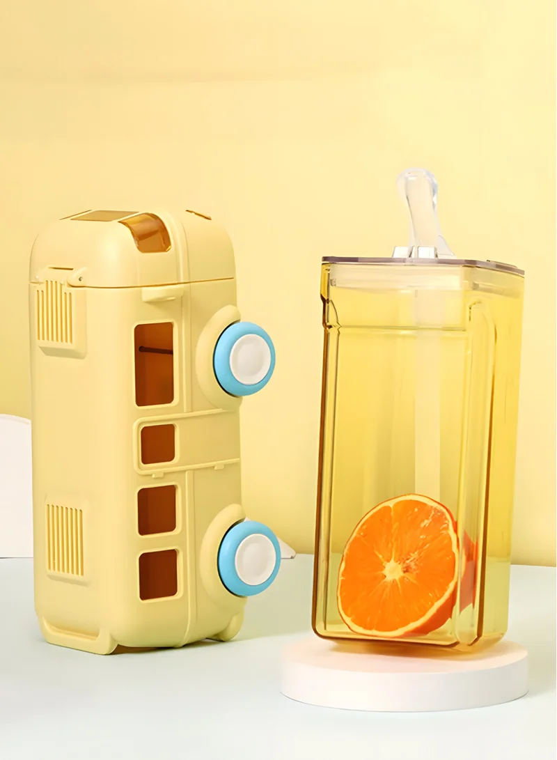 flâneur Bus-Shaped Water Bottle 500ml with Wheels - Fun Bottle for Kids, BPA-Free, Perfect for School and Travel, Easy to Carry, Lightweight Hydration for Students