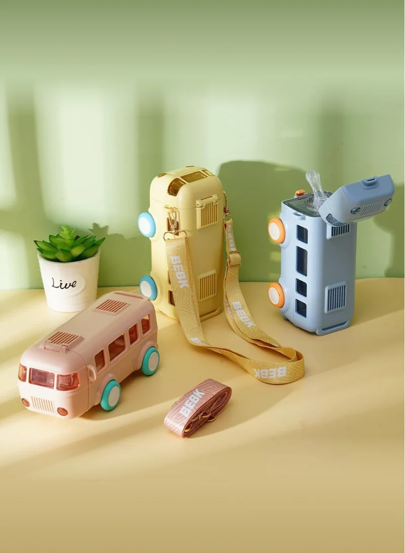 flâneur Bus-Shaped Water Bottle 500ml with Wheels - Fun Bottle for Kids, BPA-Free, Perfect for School and Travel, Easy to Carry, Lightweight Hydration for Students