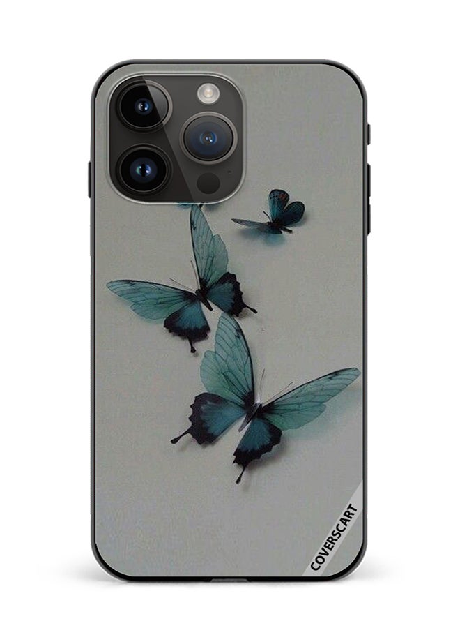 COVERSCART Protective Case Cover For Apple iPhone 12 Pro Light Green Butterfly Design Multicolour