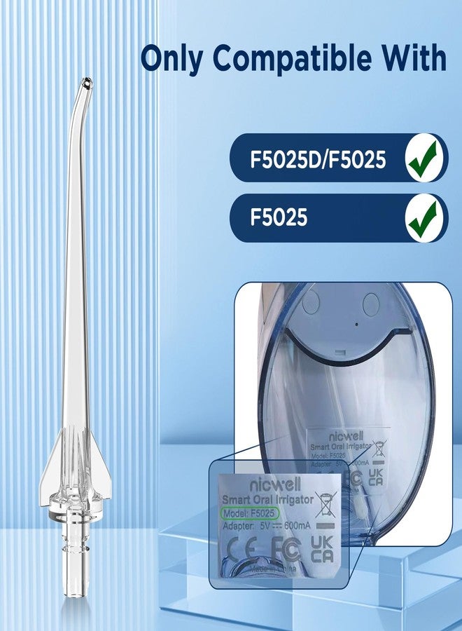 فريفيل ٦ رؤوس بديلة لجهاز تنظيف الأسنان المائي Nicwell/Oralfree F5025 (F5025D/F5025) (٦ رؤوس نفاثة كلاسيكية + حقيبة تخزين) - Image 2