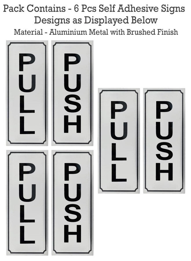 STORE 2508 Store2508 Pack of 6 Brushed Aluminium Metal Self Adhesive Sign Sticker, Push Pull Sign, for Wall, Doors, Offices, Malls - Image 3