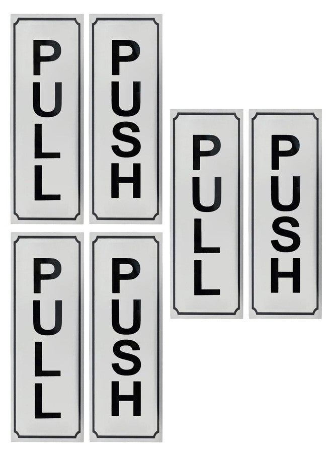 STORE 2508 Store2508 Pack of 6 Brushed Aluminium Metal Self Adhesive Sign Sticker, Push Pull Sign, for Wall, Doors, Offices, Malls - Image 1