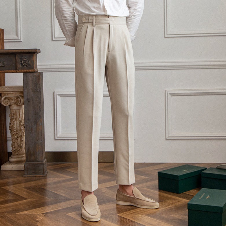 Mens Naples 9/10 Khaki Straight Casual Pants Apricot  - Image 4