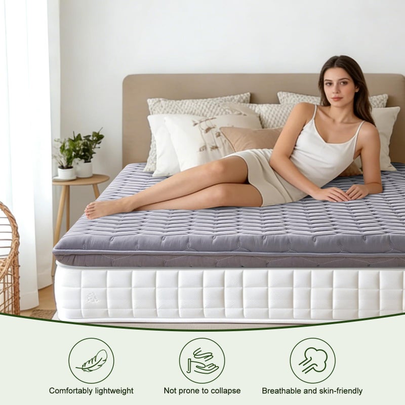 OSSERTSbearY Premium Foam Twin Mattress Topper,Firm Mattress Topper for Back Pain,Provide Lasting Support,Thicken Bed Topper,Premium Gray(75Ã—39Inches) - Image 2