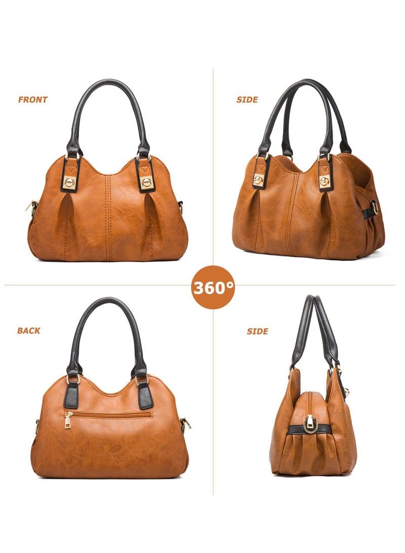 4pcs Purses Retro Tote Handbags for Women - Stylish Shoulder Bags Soft Top Handle Satchel Set  - Image 3