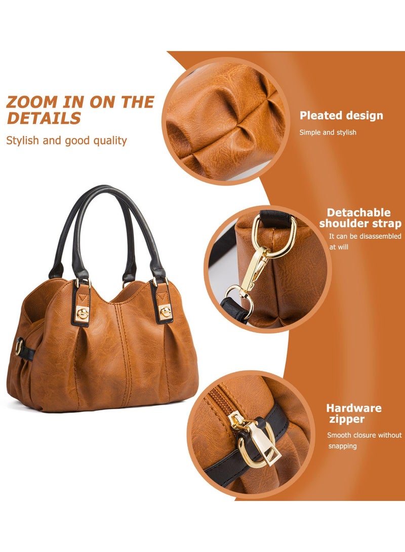 4pcs Purses Retro Tote Handbags for Women - Stylish Shoulder Bags Soft Top Handle Satchel Set  - Image 4