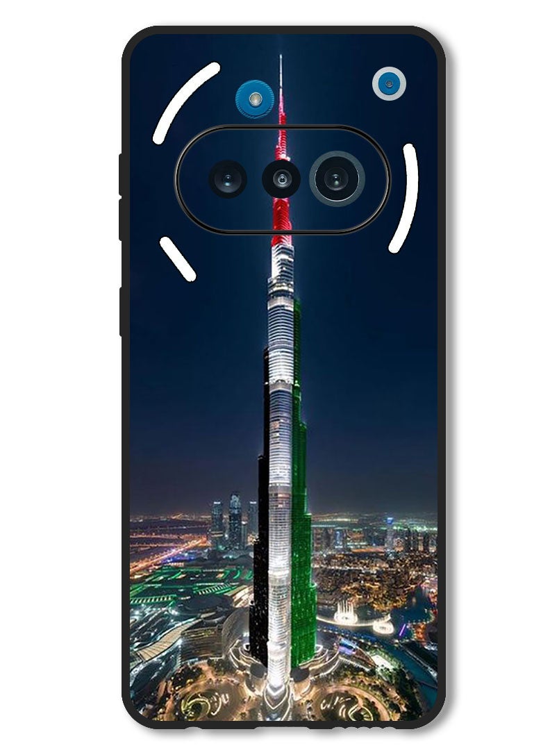 Theodor Case Compatible with Nothing Phone 3a Protection Shockproof Bumper Cover Burj Khalifa UAE Flag - Image 1