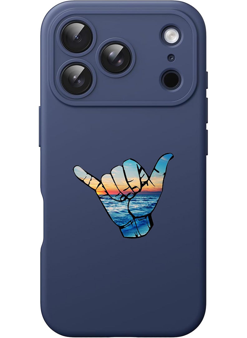 Theodor Protective Slim Fit Case Liquid Silicone Cover with Full Body Protection Anti-Scratch Shockproof Case For Apple iPhone 17 Pro (Blue) Hand - Image 1