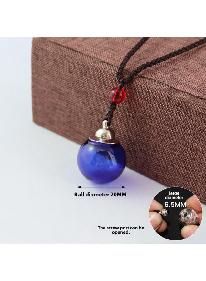 Openable Transparent Glass Ball Cinnabar Bottle Hollow Pendant Lanugo Hair Quack Box Pendant Men's And Women's Lovers Necklace