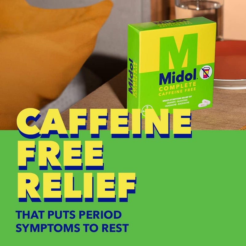 Midol Complete Caffeine Free Caplets 24ct: Complete Caffeine Free Menstrual Pain Relief Caplets with Acetaminophen, Provides Headache Relief and Period Cramps Relief, 24 Count - Image 3