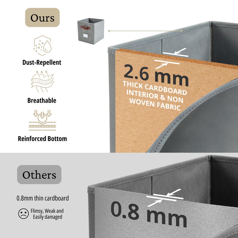 DECOMOMO Storage Baskets, 13x15x13 Storage Cube Bins with Labels for Organizing Shelves Kallax (Kallax / 4pcs, Grey) - Image 5