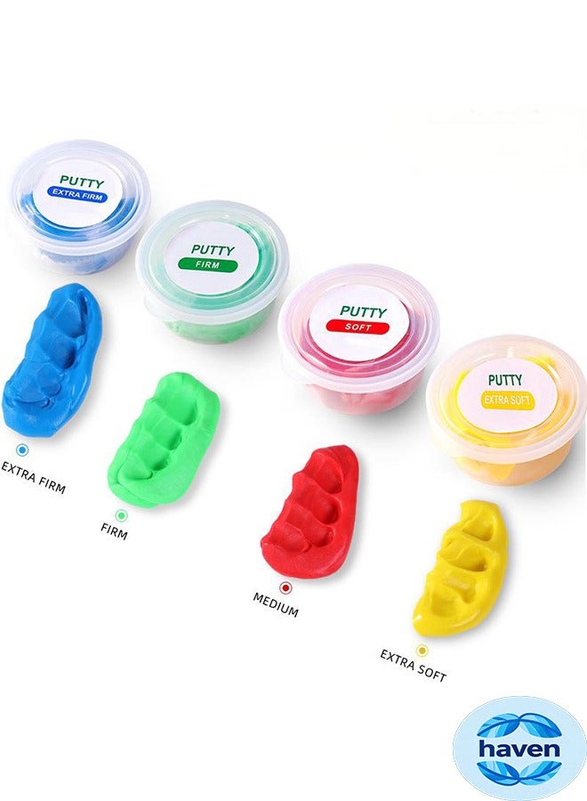 HAVEN Therapy Putty  - Four Pack for Finger Hand & Grip Strength Exercise - Extra Soft, Soft, Medium & Firm Resistance Kit for Adult, Children - Squeezable Stress Ball  - Image 1