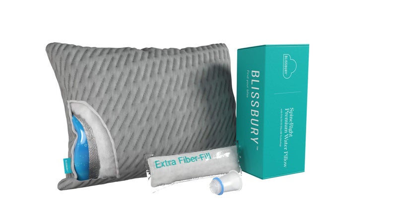 BLISSBURY BLISSBURY Adjustable Water Pillow  Waterbase and fiberfill Stuffing Adjust to Help Side Sleepers with Shoulder or Neck Pain 