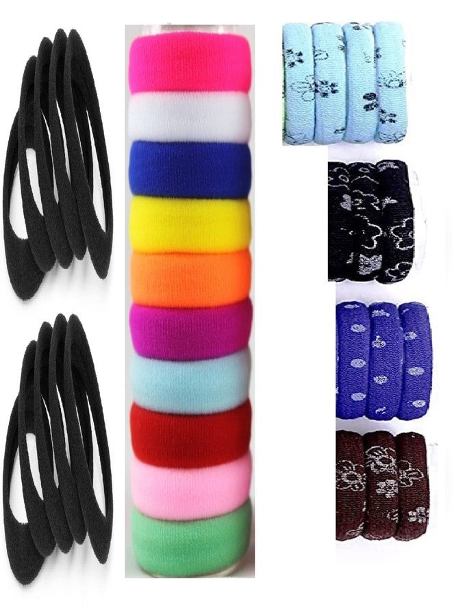 DIAN Assorted Pack of 30 Black, Multicolor and Print Hair Rubber Bands, Ponytail Holders, Hair Tie, Hair Bow, Hair Accessories for Women, Teens and Girl - Image 1