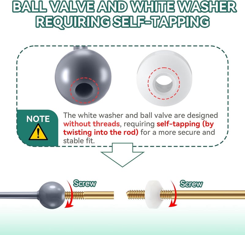 Enhon 2 Pack Universal Pop Up Drain Ball Rod Assembly, Sink Ball Rod Assembly Compatible with Pop Up Stopper, Pivot Rod Bathroom Sink Repair Kit, Includes 3 Sizes of Pop Up Balls and Cone Washers - Image 4
