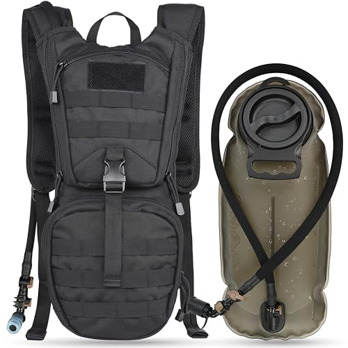 MARCHWAY Tactical Molle Hydration Pack Backpack with 3L TPU Water Bladder, Military Daypack for Cycling, Hiking, Running, Climbing, Hunting, Biking (Black) - Image 1