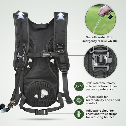MARCHWAY Tactical Molle Hydration Pack Backpack with 3L TPU Water Bladder, Military Daypack for Cycling, Hiking, Running, Climbing, Hunting, Biking (Black) - Image 5