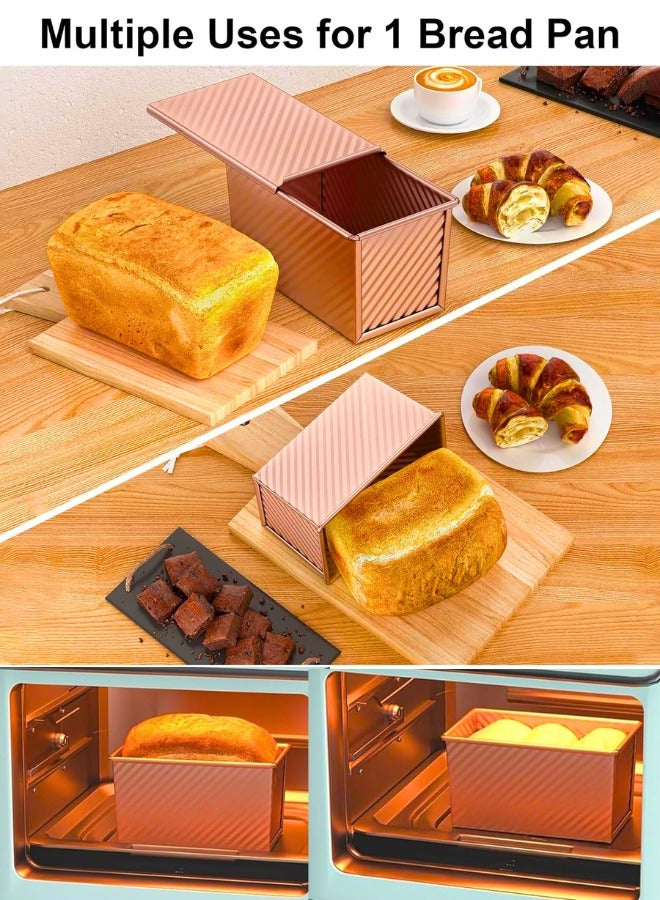 تشيس اب صينية خبز مع غطاء، عبوتان من صينيتي خبز غير لاصقتين للخبز المنزلي، صندوق خبز محمص من الفولاذ الكربوني مع غطاء لأواني الخبز - Image 3