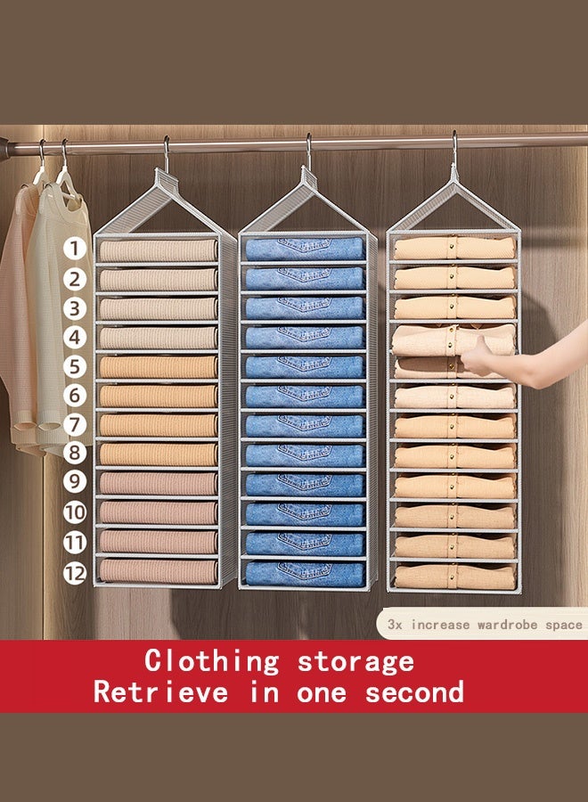 SenRan 1PC PVC Divided Hanging Closet Organizer - 3D Style Wardrobe Storage Bag for Clothes & Jeans Organization - Image 4
