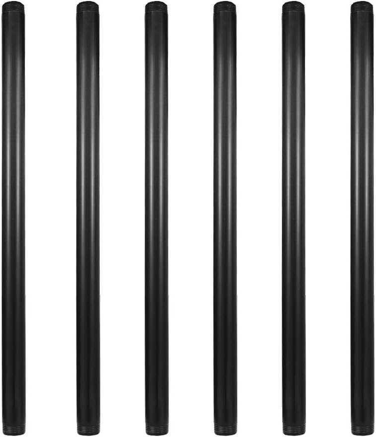 GeilSpace 6 Pack 18" Pre-Cut Black Metal Pipe, Industrial Steel Fits Standard Three Quarters Inch Black Threaded Pipes and Fittings - Vintage DIY Industrial Shelving (3/4" × 18") - Image 1
