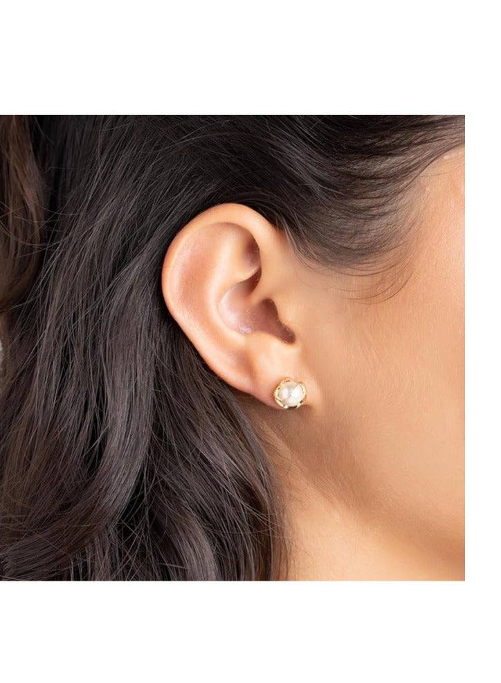 سبا لوكستيك 18K مطلية بالذهب أقراط اللؤلؤ قفص ، 8mm - Image 3