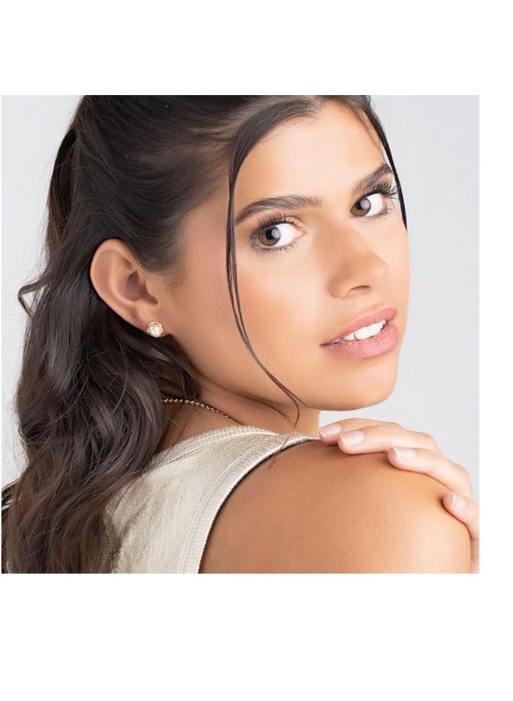 سبا لوكستيك 18K مطلية بالذهب أقراط اللؤلؤ قفص ، 8mm - Image 4