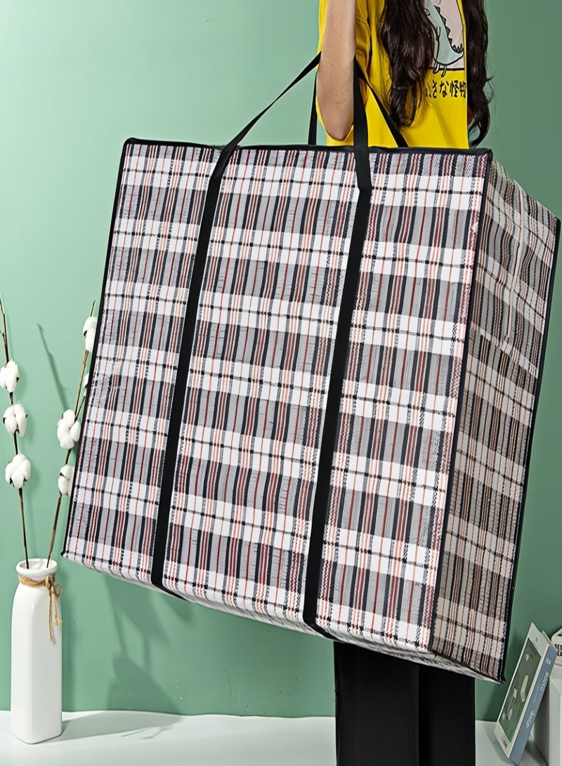 كيفن مجموعة من 4 أكياس تخزين قوية للغسيل - أكياس كبيرة للنقل/التسوق بسحاب ومقابض - حقيبة تخزين بسحاب قابلة لإعادة الاستخدام، حقائب تنظيم كبيرة جدًا من النايلون المتين للأغطية والبطانيات والوسائد والأقمشة - Image 2