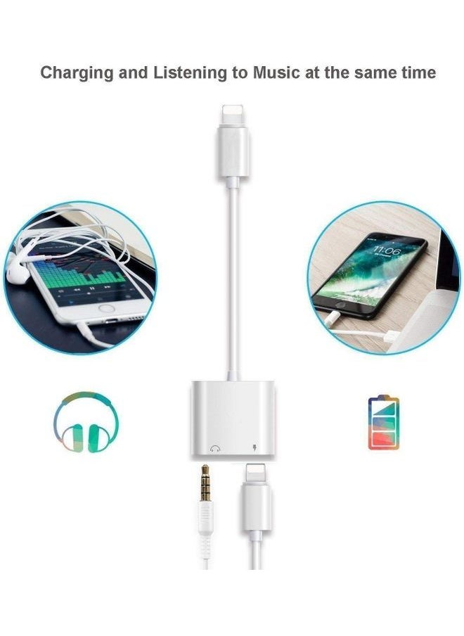 Generic Dual Adapter from Lightning Port to 3.5mm Headphone (Aux) White  - Image 2