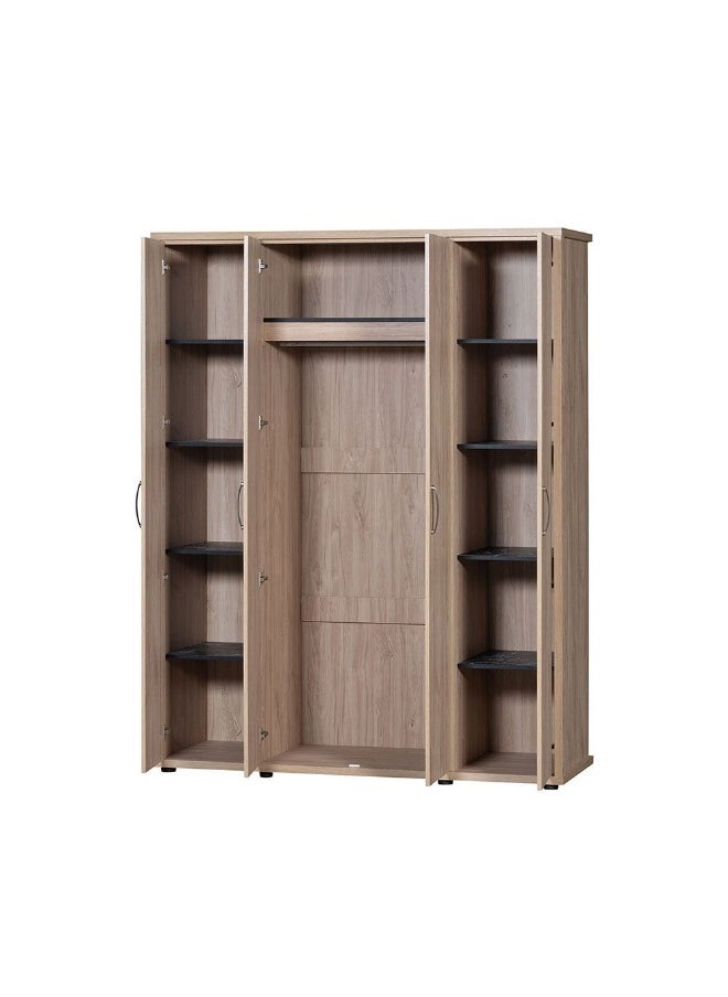 DANUBE HOME V2 Bolivar 4 Door Wardrobe Extra Sturdy Closet Clothes Storage Cupboard Modern Design Space Saving Swing Door Cabinet For Bedroom L160Xw55Xh208Cm - V.Oak/Black Faux Marble  - Image 2