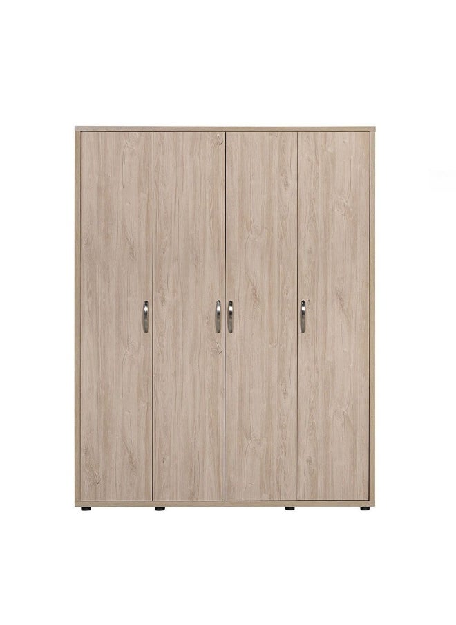 DANUBE HOME V2 Bolivar 4 Door Wardrobe Extra Sturdy Closet Clothes Storage Cupboard Modern Design Space Saving Swing Door Cabinet For Bedroom L160Xw55Xh208Cm - V.Oak/Black Faux Marble  - Image 3